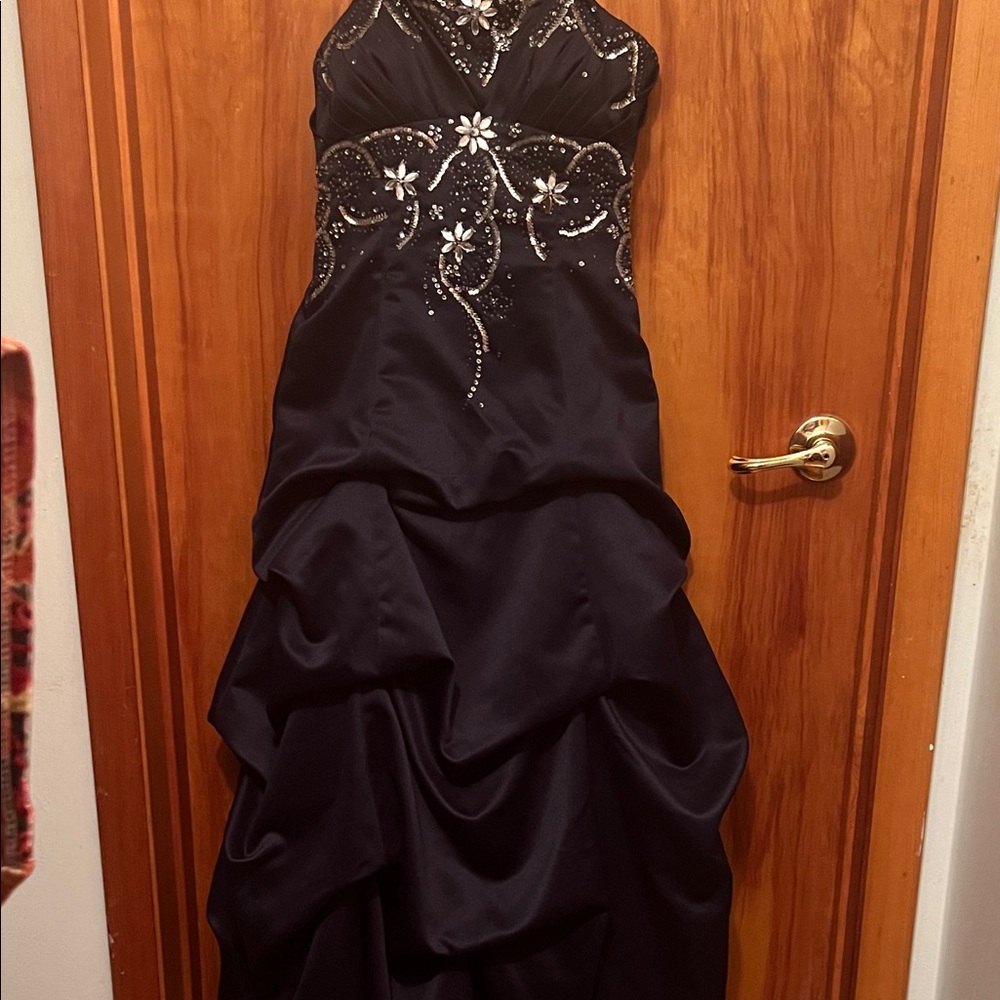 City Triangles Navy and Silver Embellished Prom Dress size 3/4